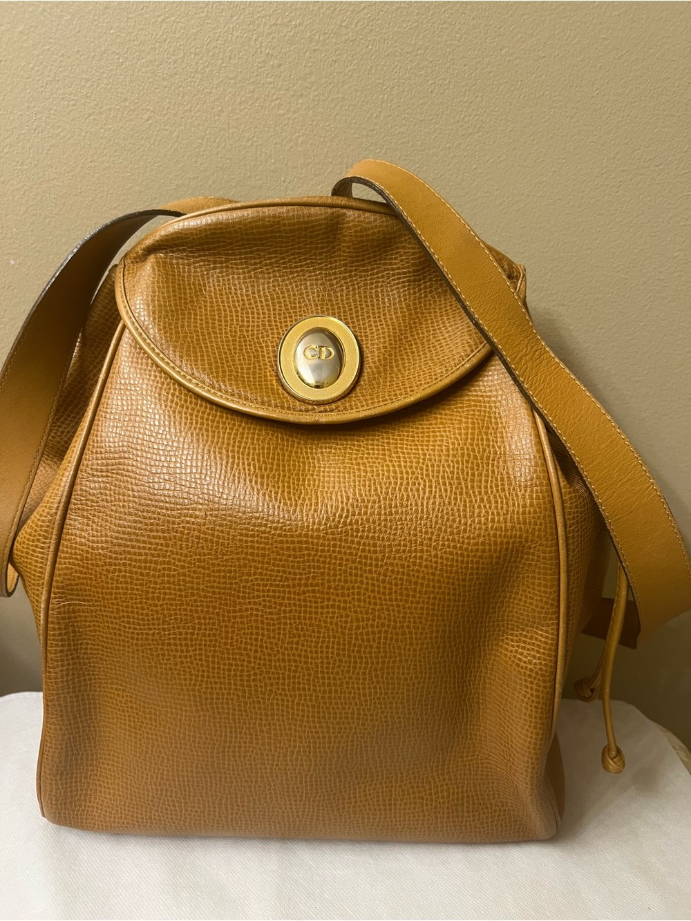 Dior Large Cognac Textured Leather Backpack